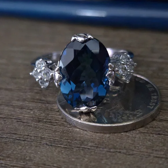 925 Sterling Silver London Blue Topaz Designer Signed RSI Size 10 Ring Thailand - Picture 11 of 16